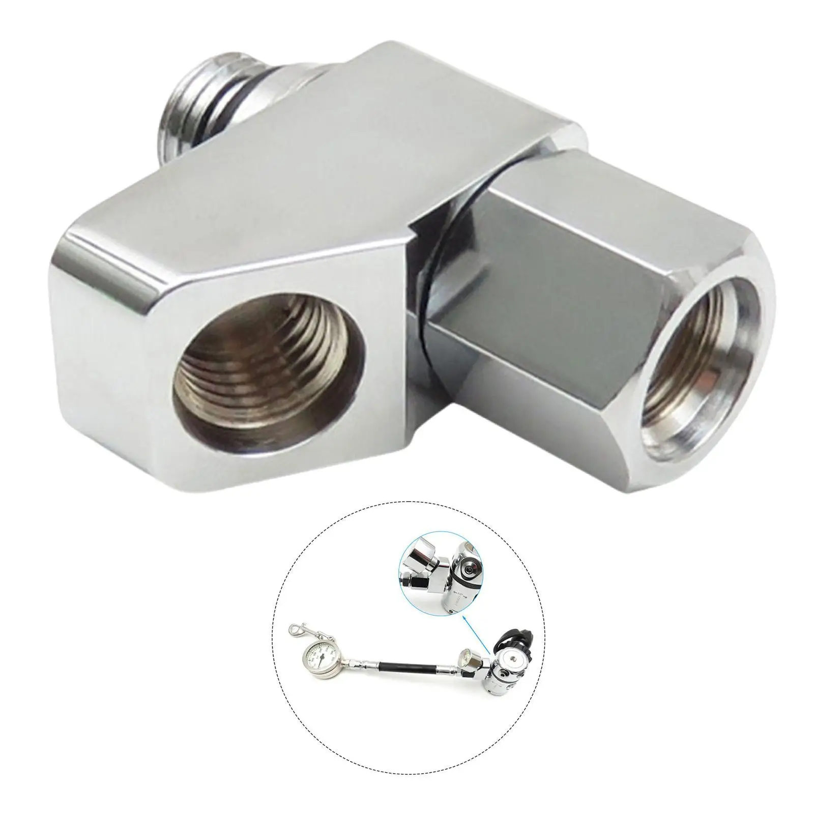 

High Pressure Diving Splitter 1 to 2 Swivel Adapter Practical Scuba Diving Regulator Accessory for Diving Equipment Kit
