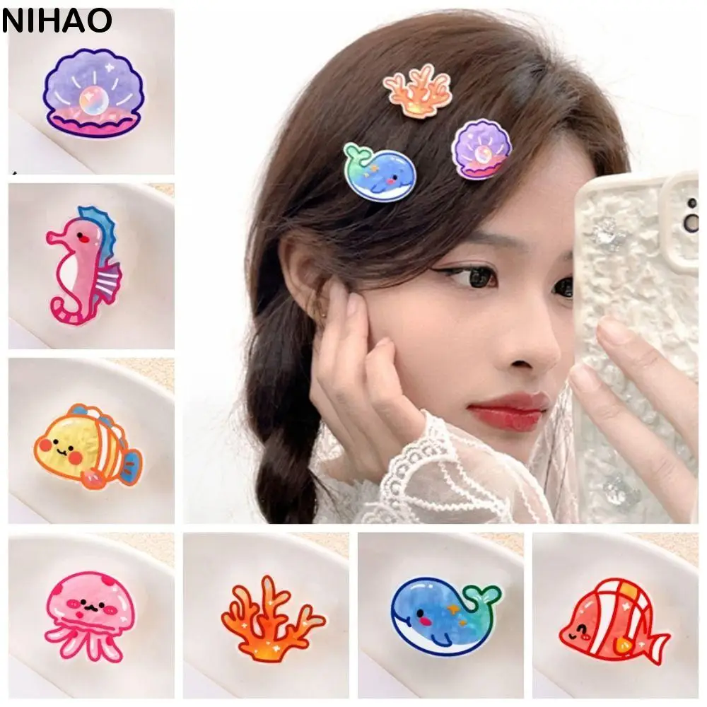 Creative Conch Ocean Fish Hairpin Seaweed Coral Jellyfish Hair Clips Coralfish Clownfish Animal Duckbill Clip Party