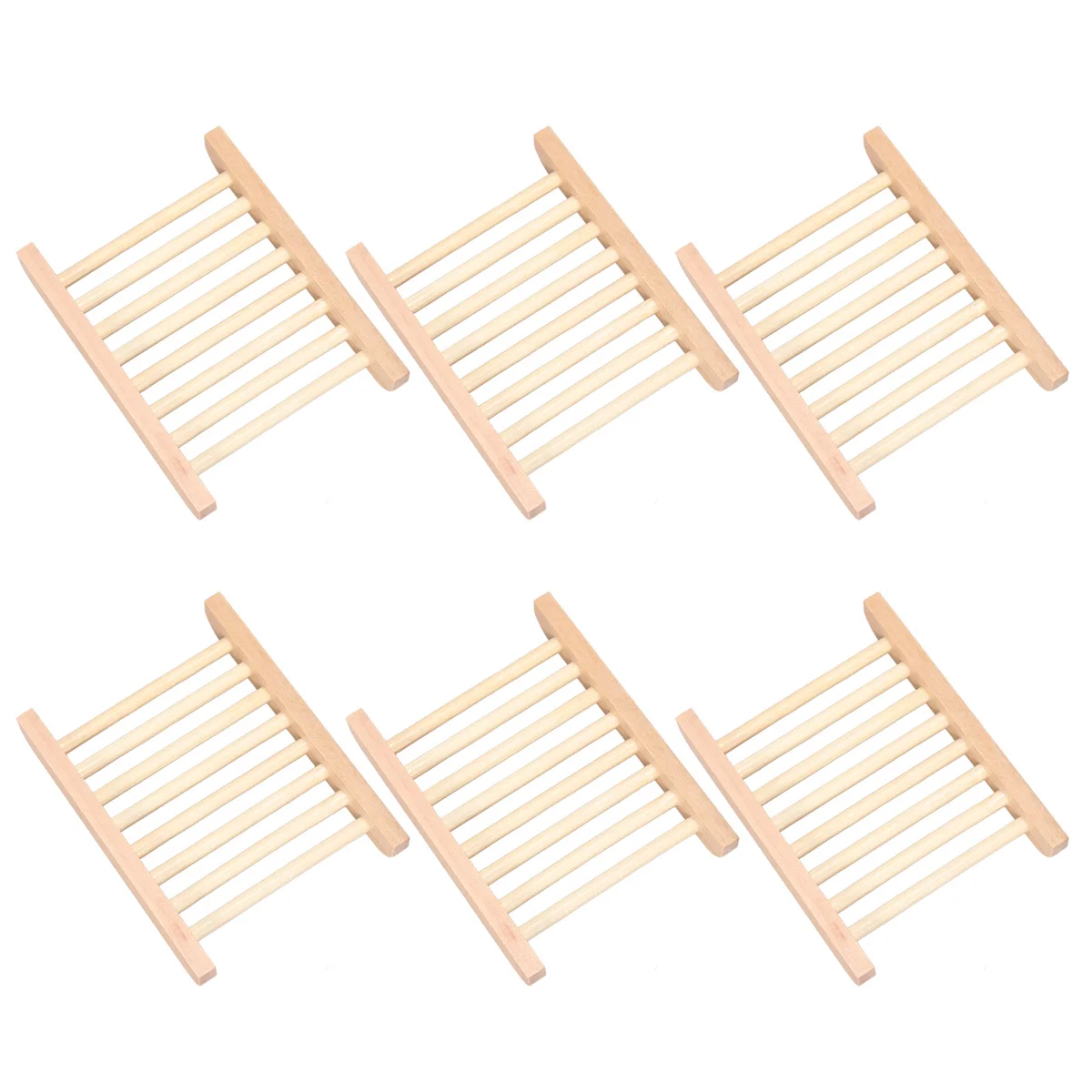 

6 Pcs Bath Soap Holder Portable Container Tray Drying Rack Travel Wood Dish Drainer Box