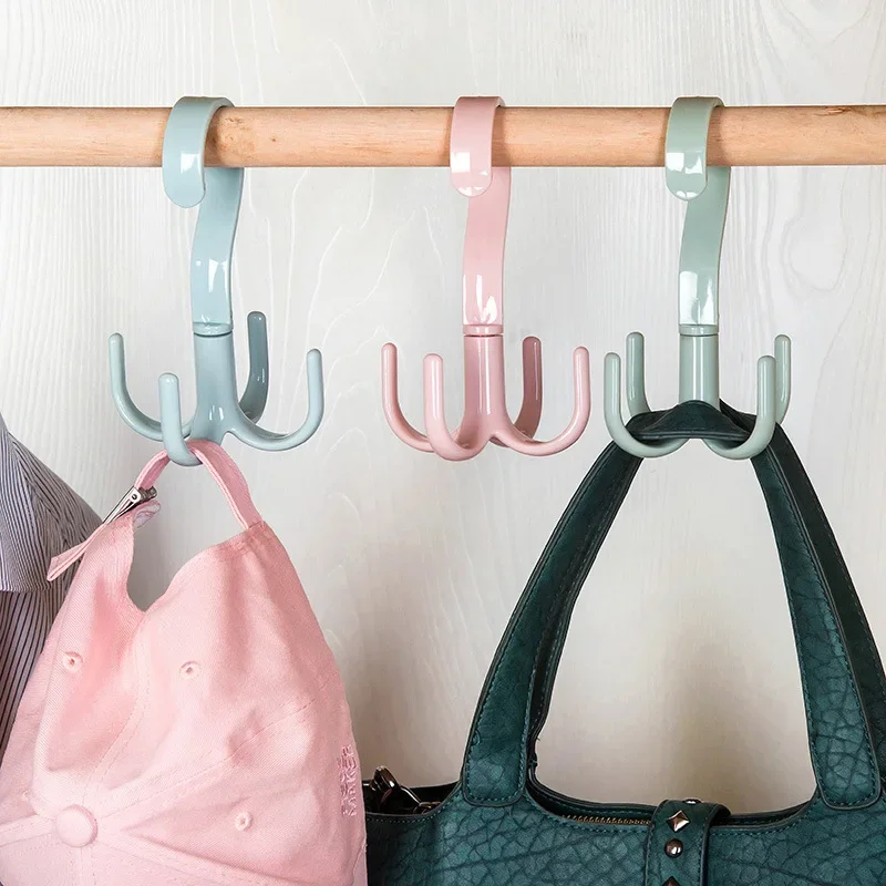

3PCS Wardrobe Clothes Rack Hanger Organizer Bag Hanger Shoes Belt Scarf Hanging Rack Closet Space Saving Rotated Hanger Hooks