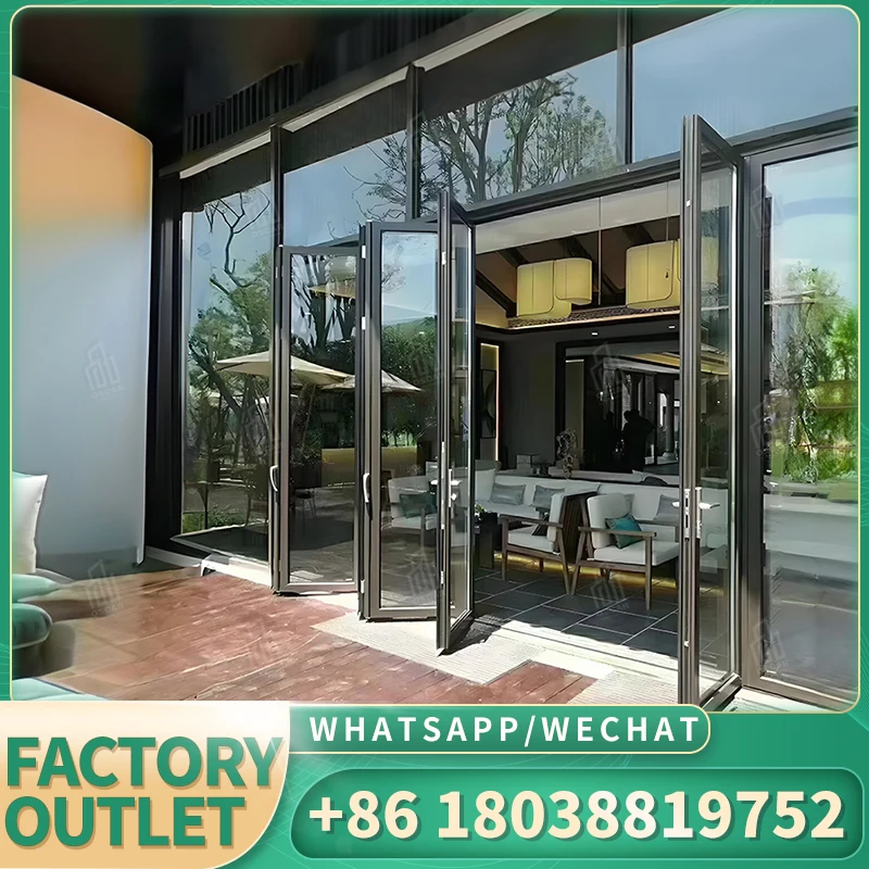 automatic ready to ship folding series bo fold doors aluminum doors with 5 panel double door lift-up fold