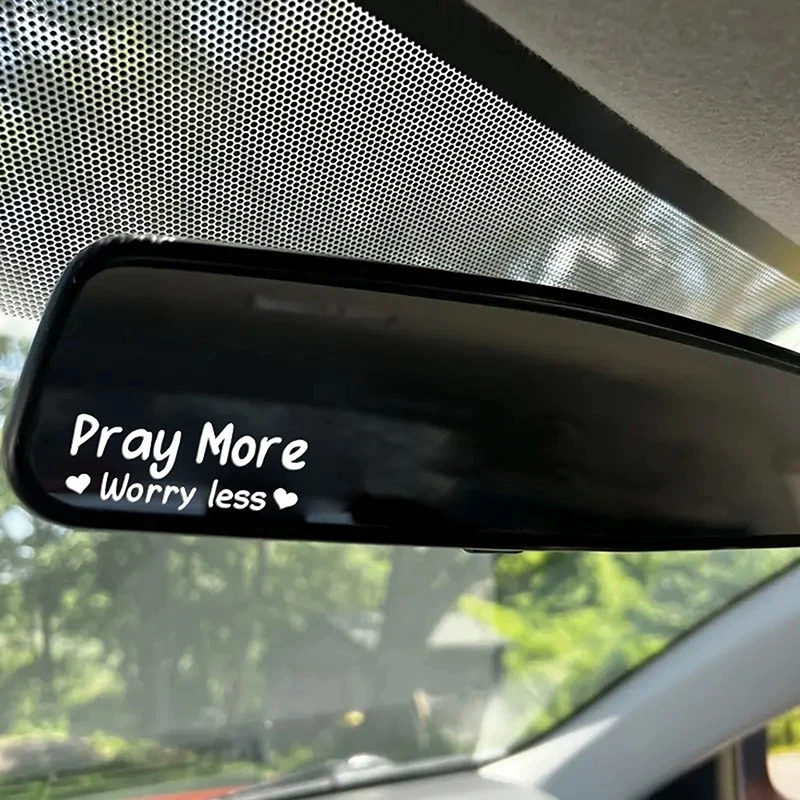 ملصق مرآة من Pray Worry Less، ملصقات سيارة للنساء، ملصق مرآة الإيمان، ملصق فينيل لطيف، ملصق مرآة سيارة مسيحية، ديني #2