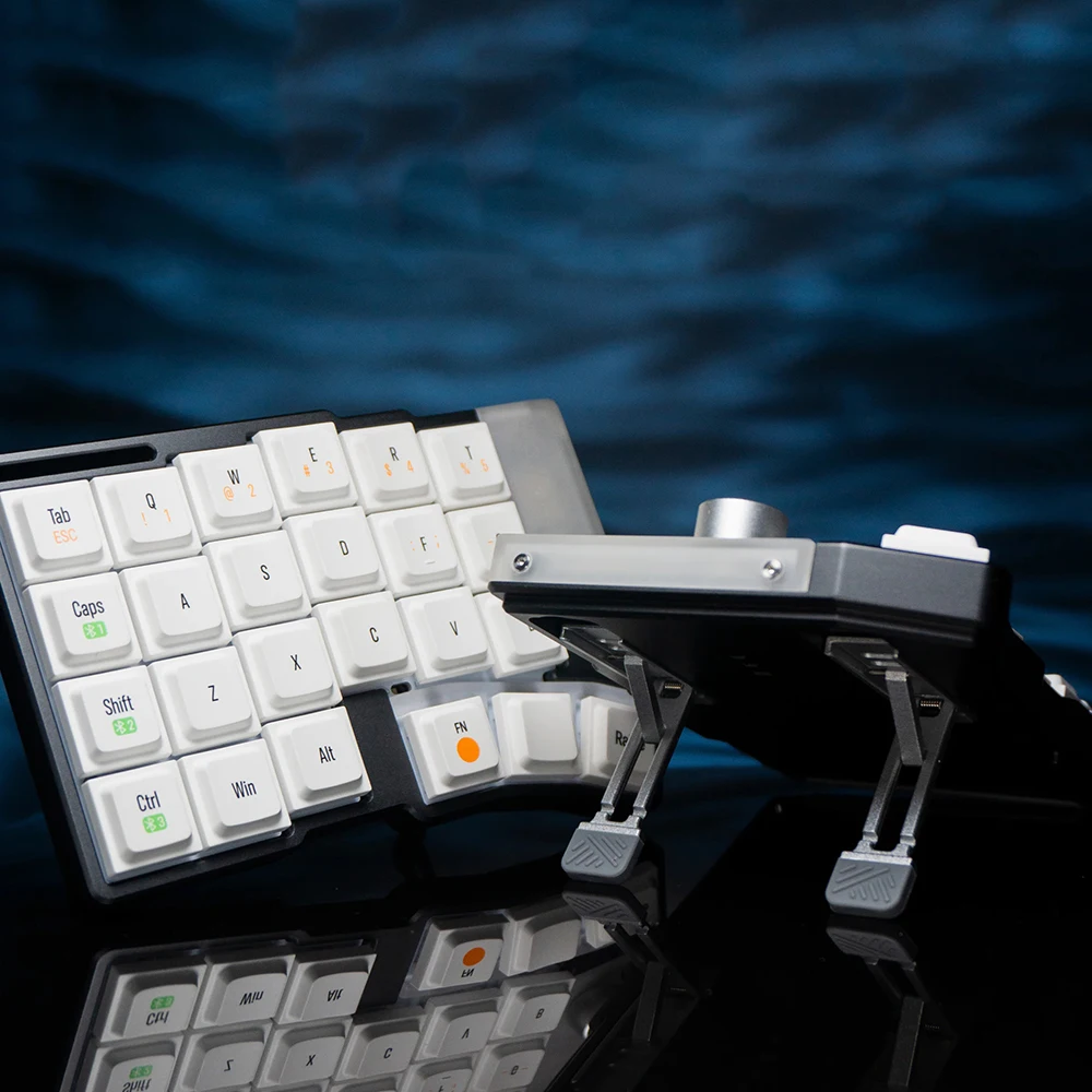 Jezail Funder Cornix Split Keyboard dengan Kenop Profil Rendah Nirkabel Dual Mode Mendukung Botol CNC Aluminium Case Mechanical Keyboard