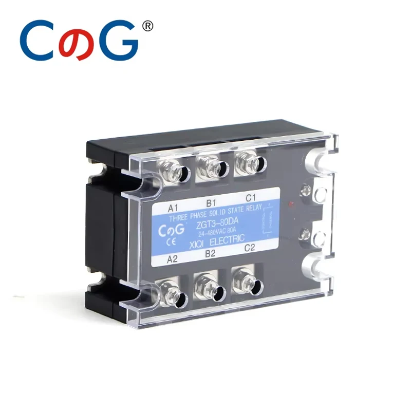 CG 3 Phase 60A 80A 100A DA Three Phase SSR 3-32VDC Control 24-480VAC Solid State Relay SSR DC To AC Relay Module