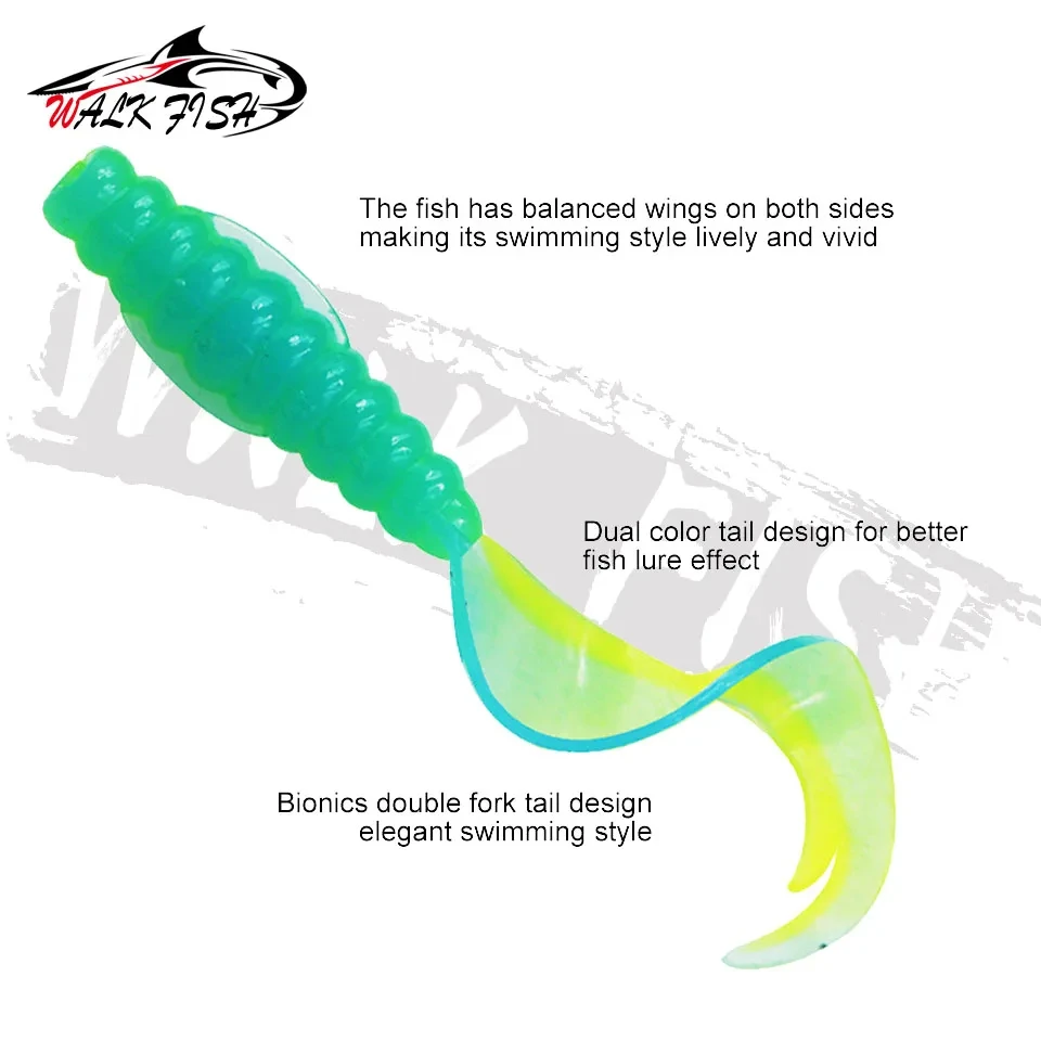 WALK FISH 10PCS New Japan 55mm 75mm Fishing Lures Worm Soft Baits Good Action Swim High Quality Artificail Shape Bass Soft Lure