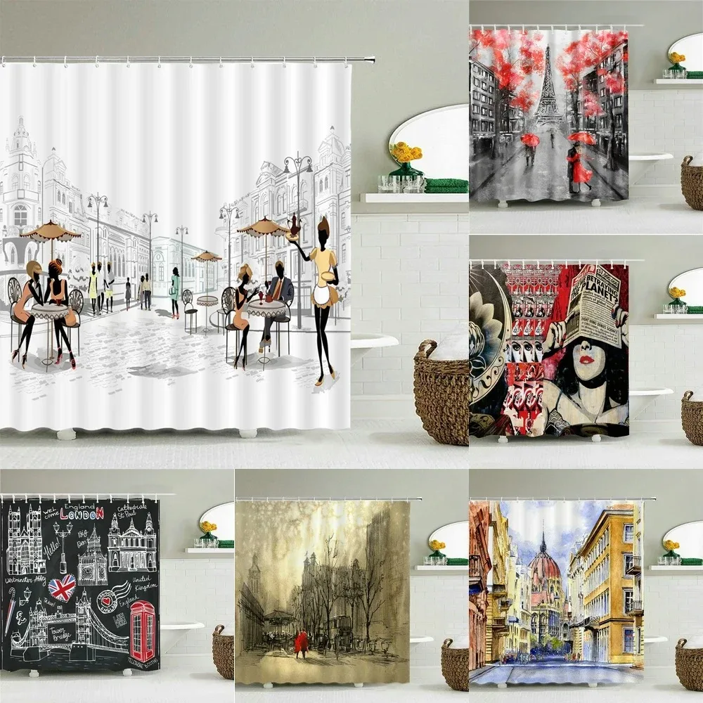 

Waterproof Bathroom Shower Curtain New York Woman Street View Polyester Bathroom Curtain Printing Shower Curtains Bath Screen