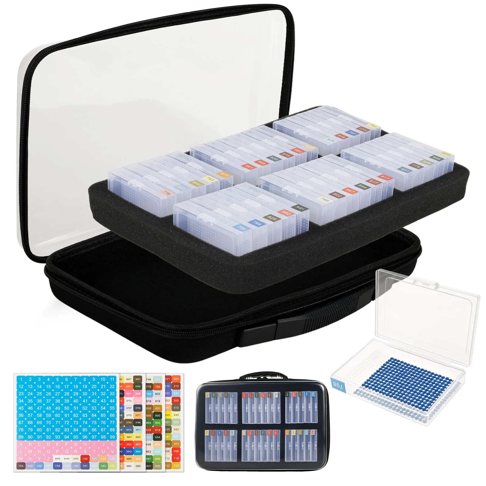 Portable Diamond Art Tray and Storage Set Versatile Diamond Art Storage Container Tray with Label Carry Case Tiny Craft Findings