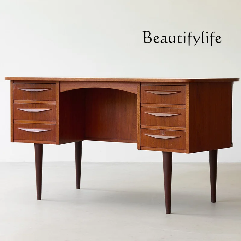 

Retro modern design, retro desk office electric table solid wood administrative office study storage drawer cabinet
