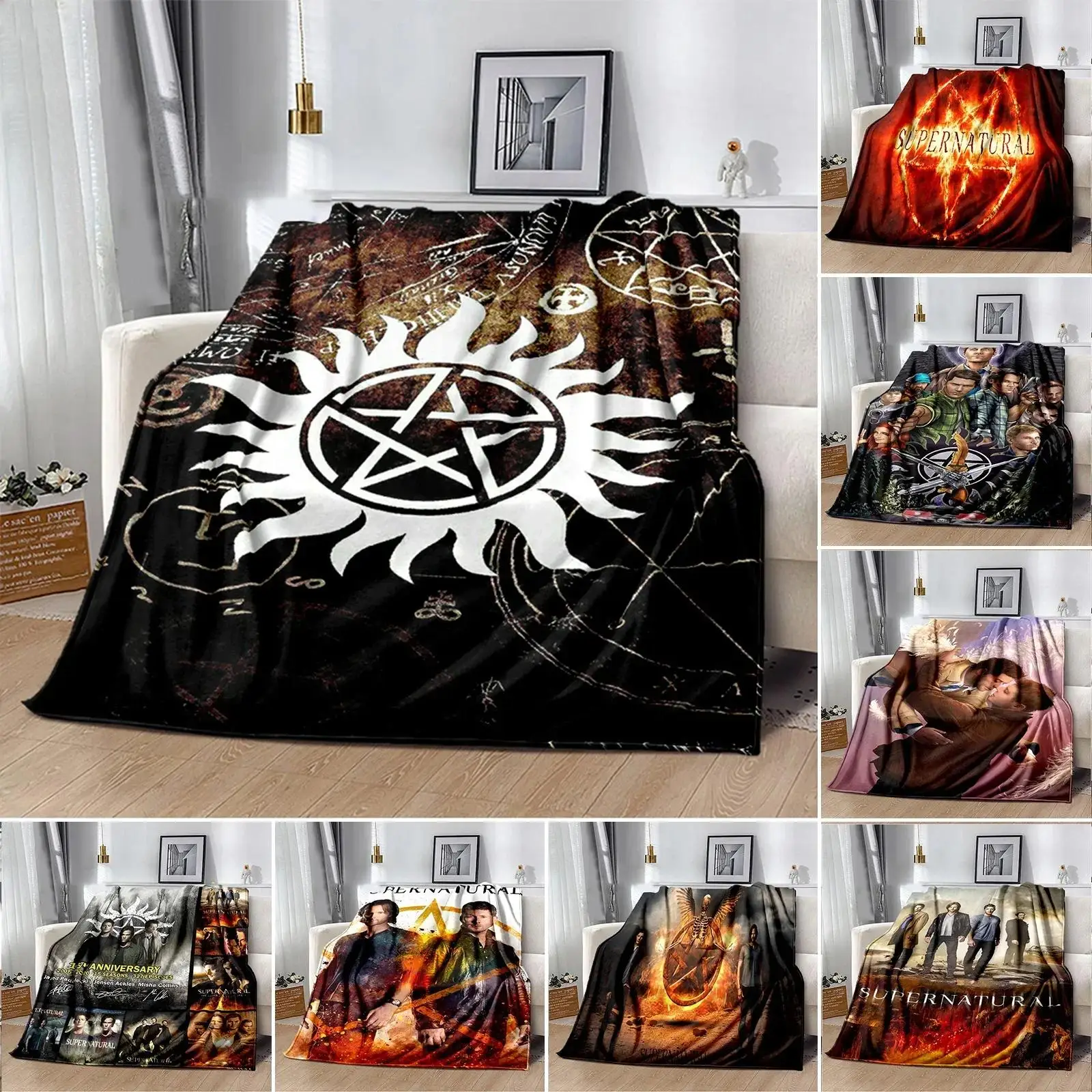 

Плед из мягкого флиса с принтом D Printed Supernatural для кровати, дивана, легкий, теплый, декоративный гобелен-плед для спальни