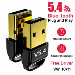 USB Bluetooth 5.4 Adapter Dongle for PC Speaker Wireless Audio Transmitter Receiver Bluetooth 5.4 Driver Free For Win 10/11