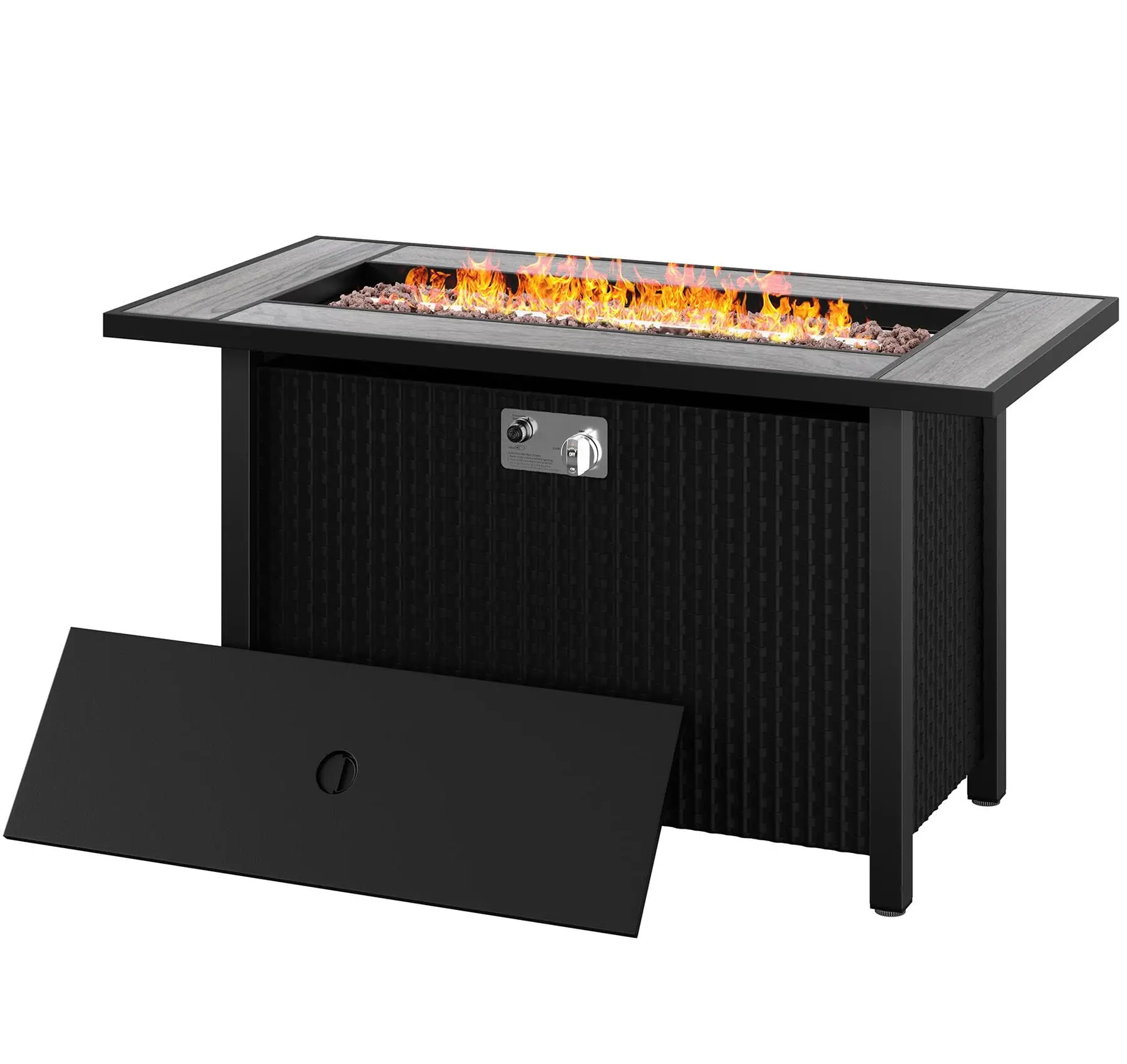 45 Inch Propane Fire Pit Table, 50,000 BTU Outdoor Gas Fire Pit for Patio & Backyard, Rectangular Firepit Table with