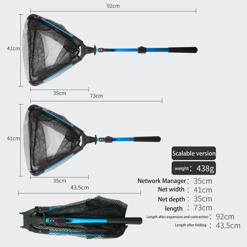 Neue Schwimmende Fischernetz Aluminium Legierung Faltbare Teleskop Kescher Versenkbare Griff Nylon Mesh Meer Angeln Zubehör