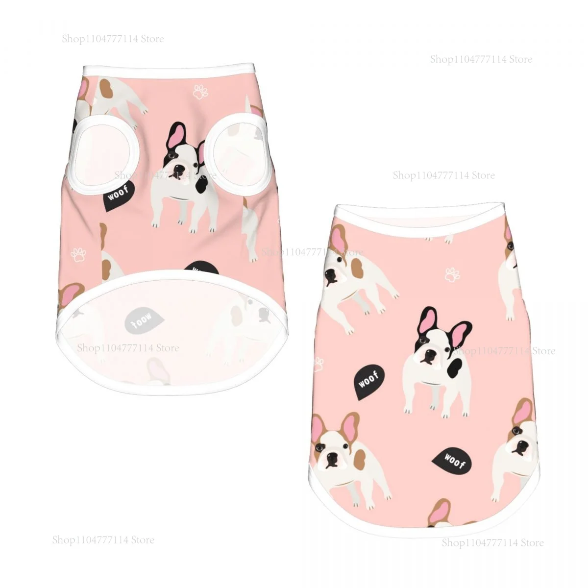 Ropa de verano para perros y gatos, chalecos transpirables para perros, chaleco para cachorros y gatos, camisas deportivas con estampado rosa de Bulldog Francés y Chihuahua