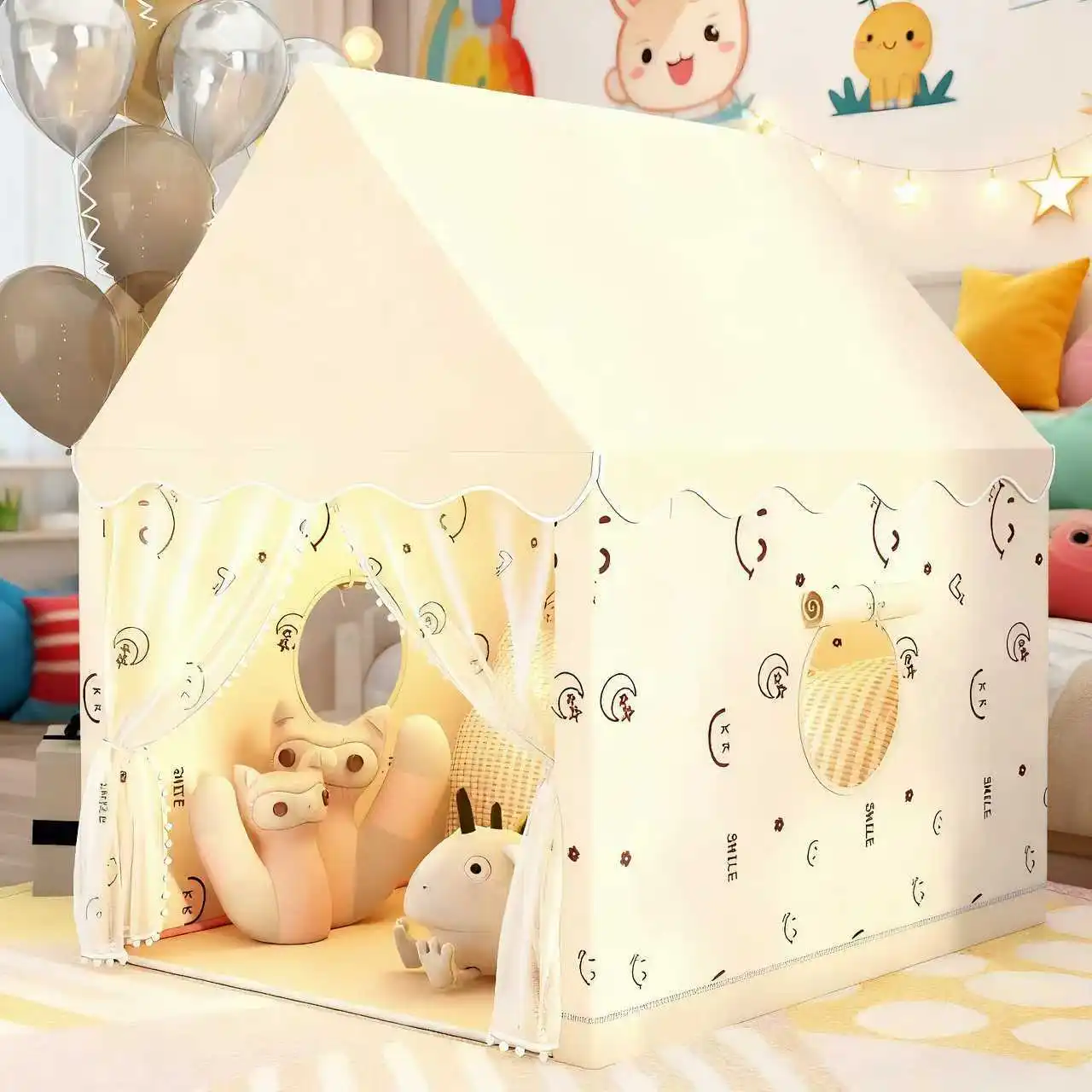 children's-fun-toy-tent-princess-fairy-tale-play-castle-outdoor-portable-playhouse-birthday-christmas-thanksgiving-halloween-party-decoration-holiday-gift-accessories-and-lights-not-included
