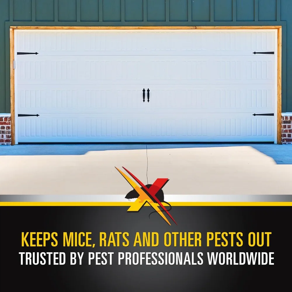 طقم ختم الباب العلوي المقاوم للقوارض، بعرض 16'4 بوصة للأبواب السميكة مقاس 1.5 بوصة، يوقف الفئران والفئران والطقس