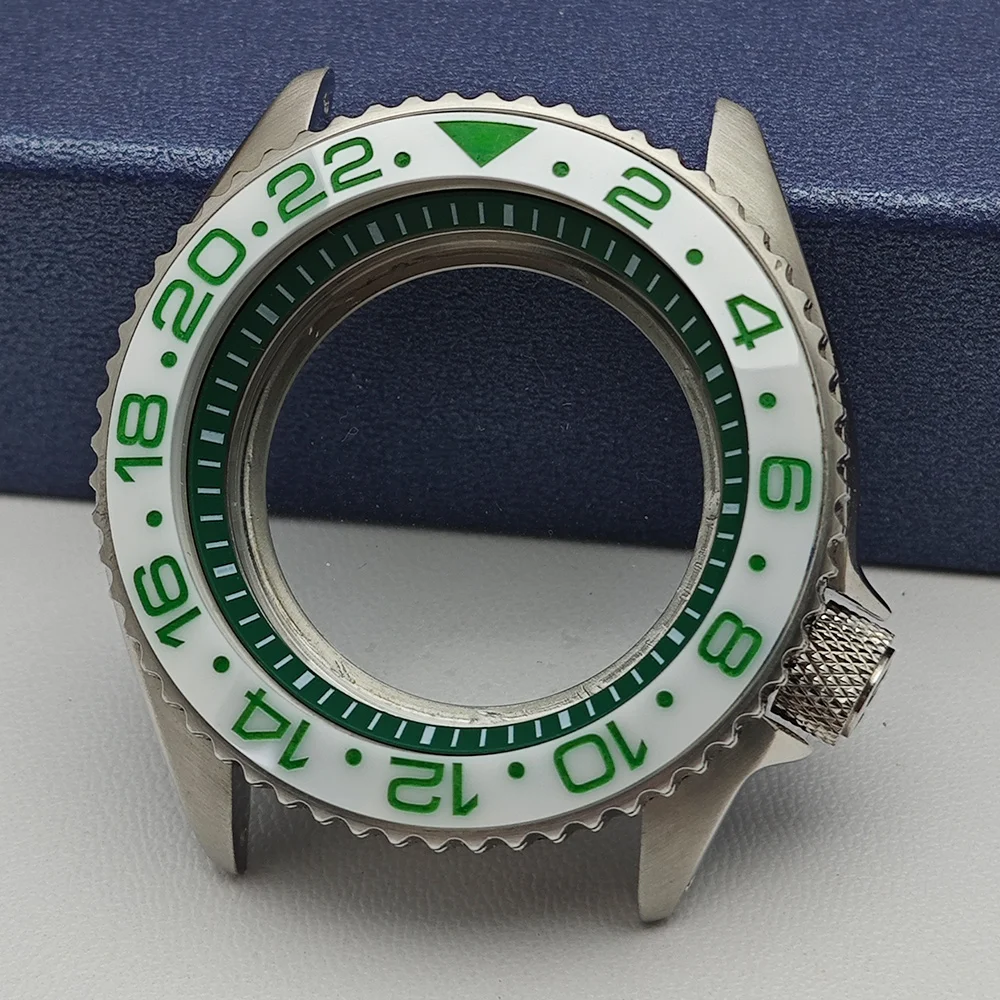 NH35 حالة عالية الجودة 42 مللي متر الساعات فضي الصلب حالة صالح NH34 NH35 NH36 ساعة يد تعمل بالحركة صندوق الياقوت الزجاج الحافة ساعة