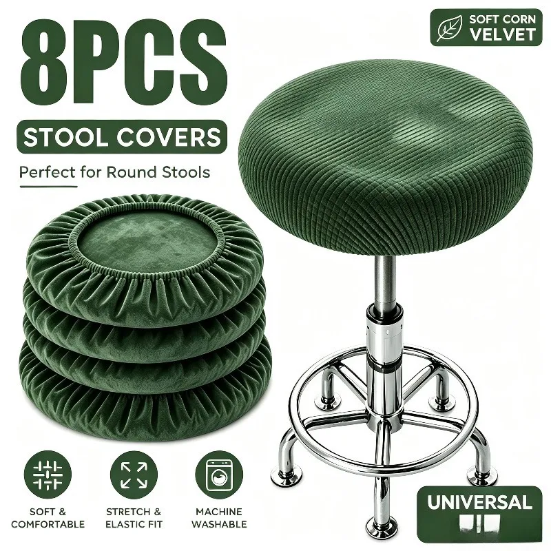 8pcs Stretch Round Stool Covers Color High Stool Covers for Bar Stools Swivel Stools and Round Chairs Bar Decor Machine Washable
