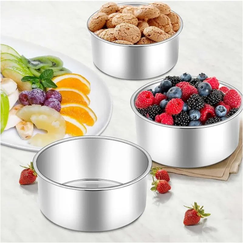 4 Inch Small Cake Pan Set of 4, Stainless Steel Mini Round Smash Cake Baking Pans, Mirror Finish & Dishwasher Safe