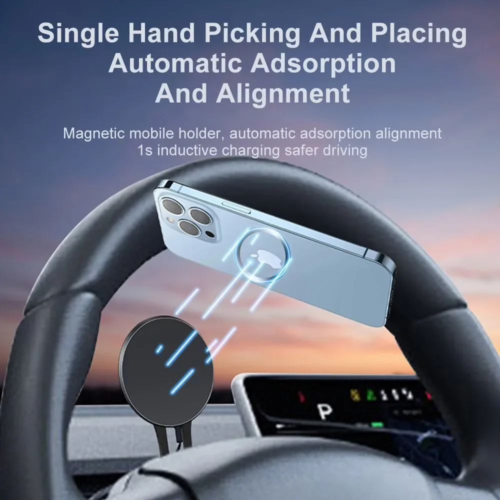 

Magnetic Wireless Car Smartphone Holder Charger Mount Adsorbable For Tesla Model 3 Y 2023 Phone Holder Bracket Accessoires