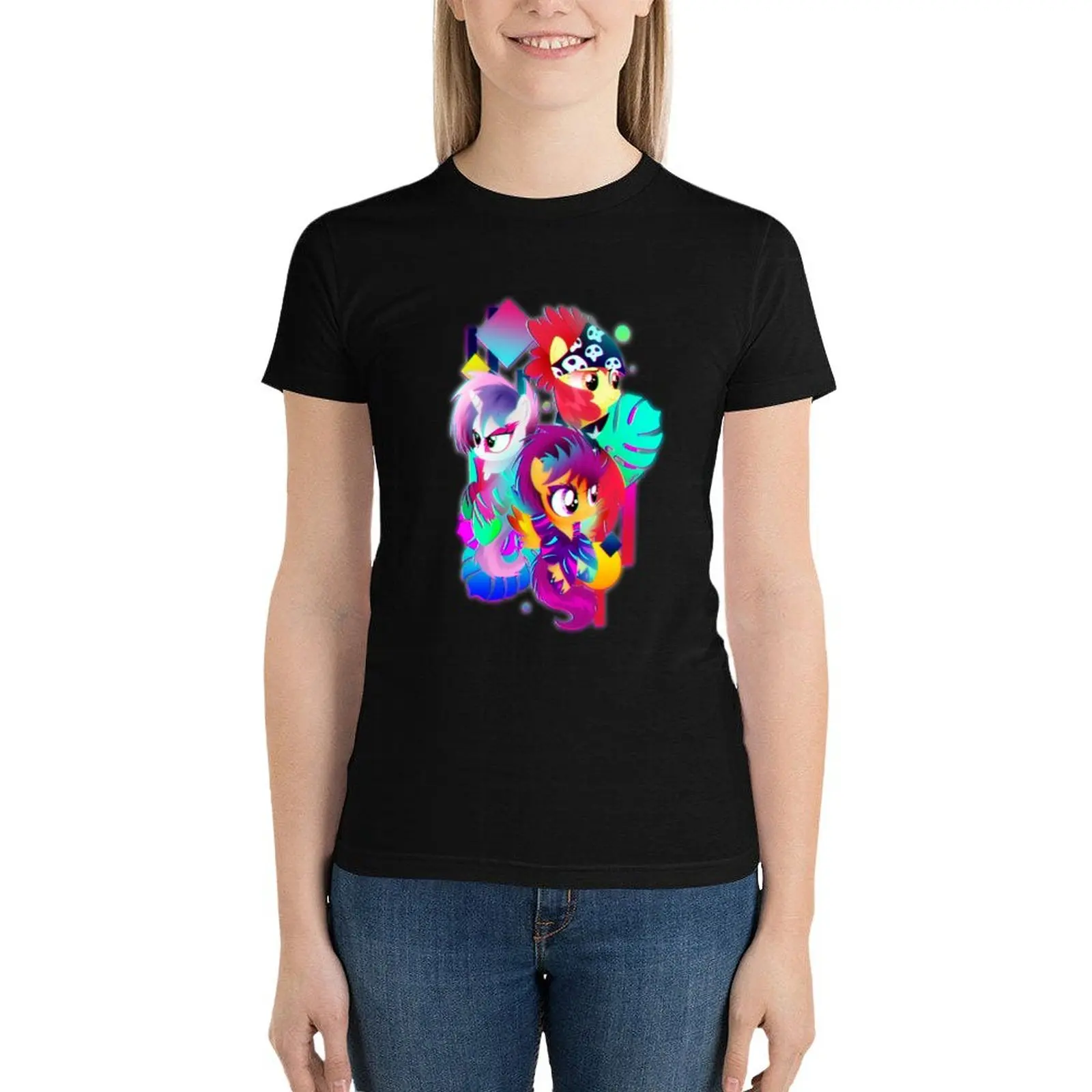 Synthwave Cutie Mark Crusaders T-Shirt Female clothing cute tops summer tops anime clothes Women clothing