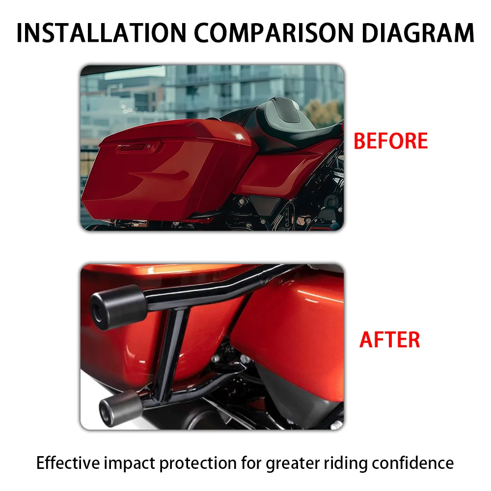 

Black Saddlebag Crash Bar Highway Guard Rear Engine Bumper Protection Fit For Harley Touring Street Glide Road Glide 2014 - 2025