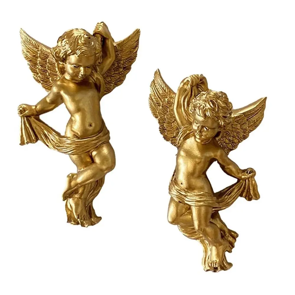 

1 Pair Exquisite Cute Cherub Angel Statue Cartoon Resin Craft Wall Hanging Angel Ornaments Handicraft Angel Sculptures Desktop