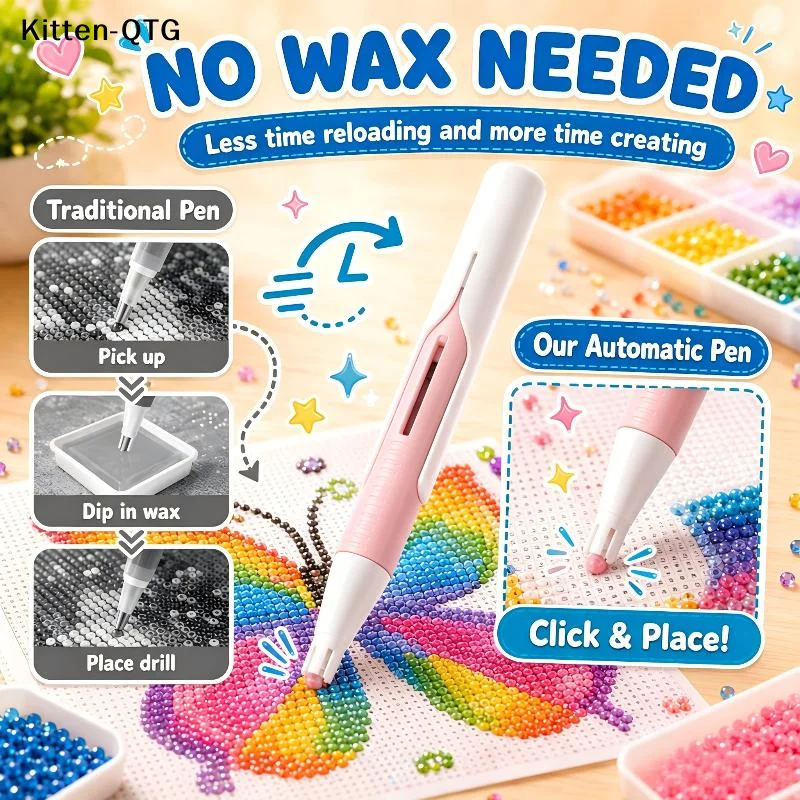 Hot Beadblitz Diamond Art Pen Dispenser, Automatic Bead Dispenser, Ergonomic Diamond Art Stylus Pen 2.8mm Round