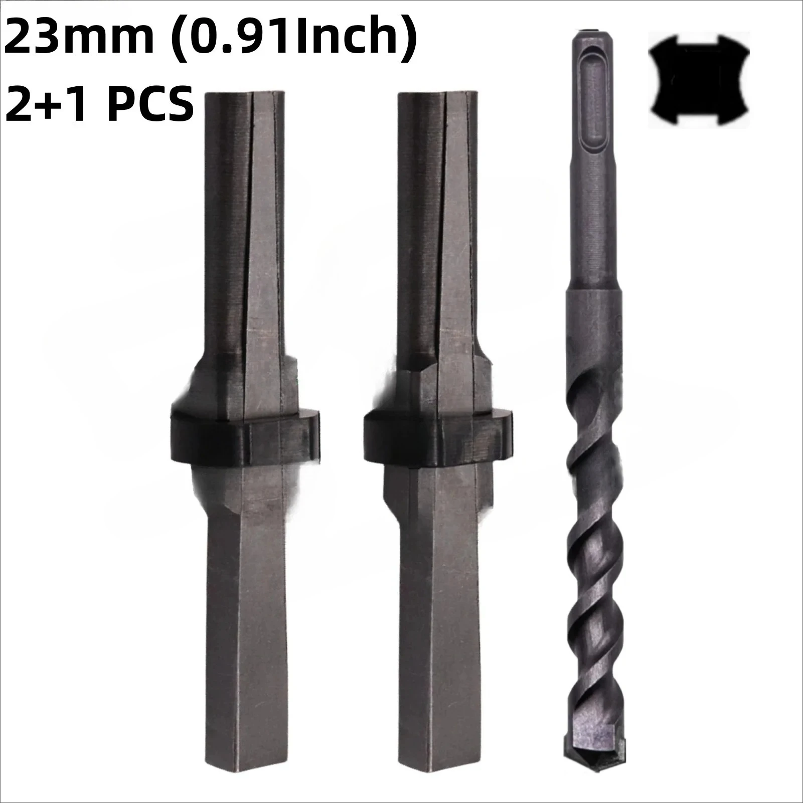 2+1PC 23mm (0.91Inch) Rock Splitting Wedges and Rotary Hammer Drill Bit for Concrete Stone Splitter Marble Granite Hand Tools
