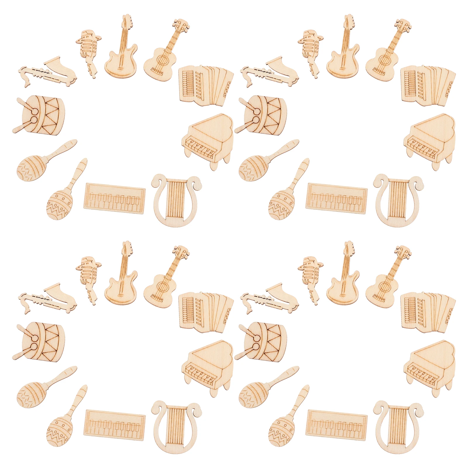 

100pcs Musical Instrument Decoration Smooth Natural Wood DIY Musical Party Decoration Craft Supplies Sewing Accessories