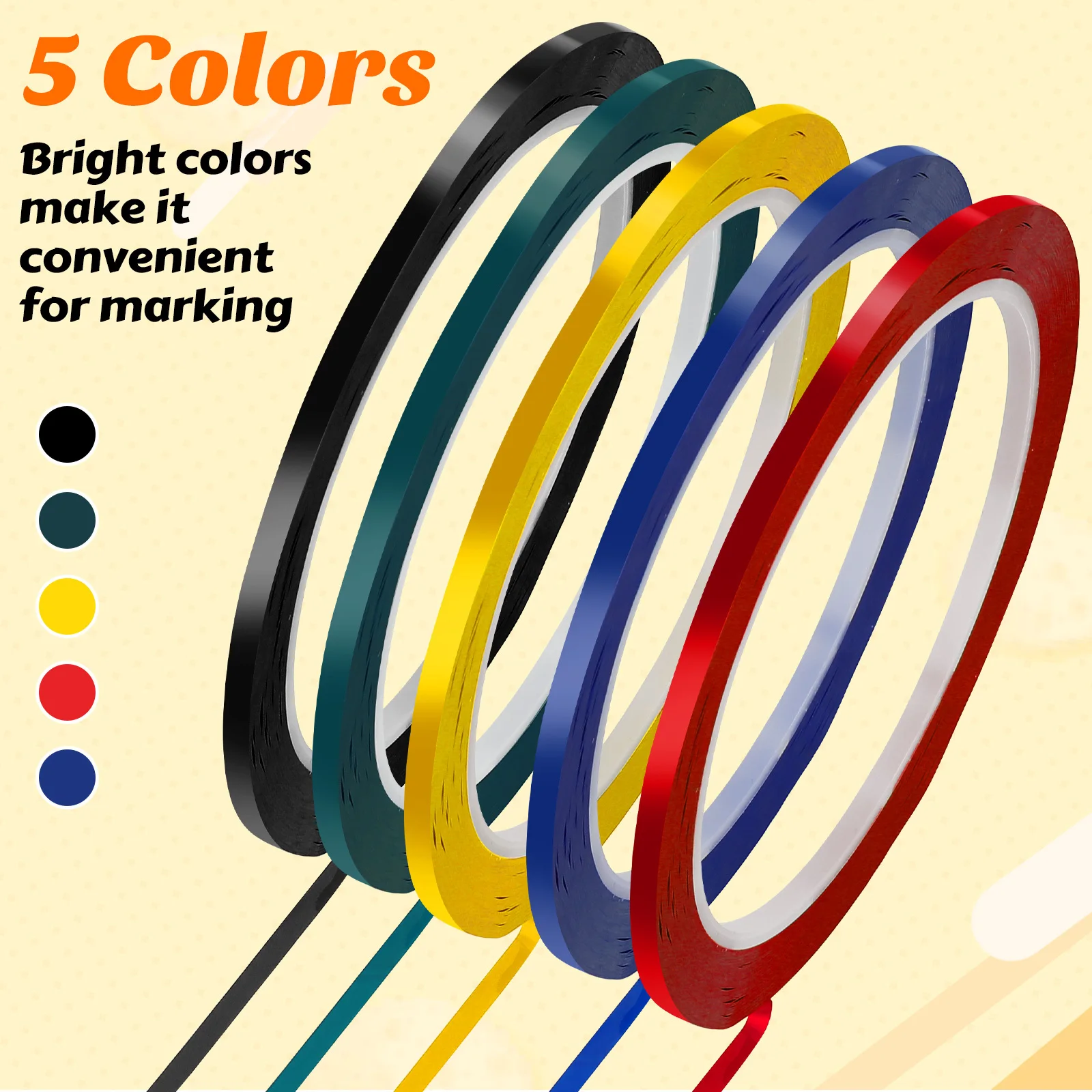 10Pcs Desktop Positioning Tape 5s 3mm X 50m Multi-Use Whiteboard Scribe Seamless Warning Segment Tape Color Marking Line