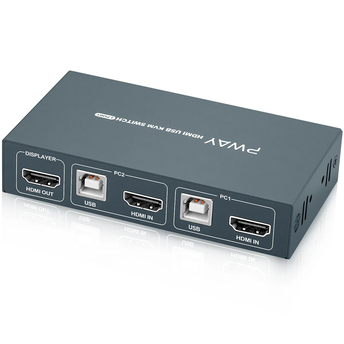 4K HDMI KVM Switch for Two Computers. One Monitor Sharing. Suited for Work, Video, PS4 & TV Box. Button Control