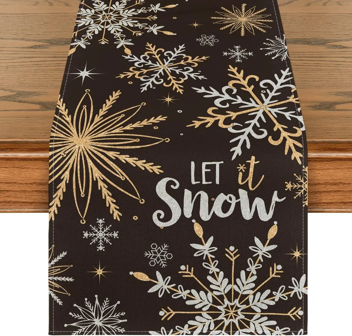 Let It Snow Christmas Snowflake Linen Table Runner Party Decor Winter Xams Kitchen Dining Table Runners Christmas Decorations