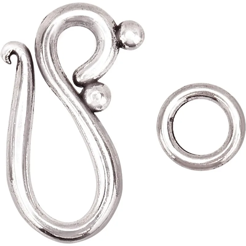 40 zestawów S Ring Toggle Clasps Drop Tibetan Silver S Hook Ring Biżuteria Zapięcia Pierścionki Zapięcia Złącza