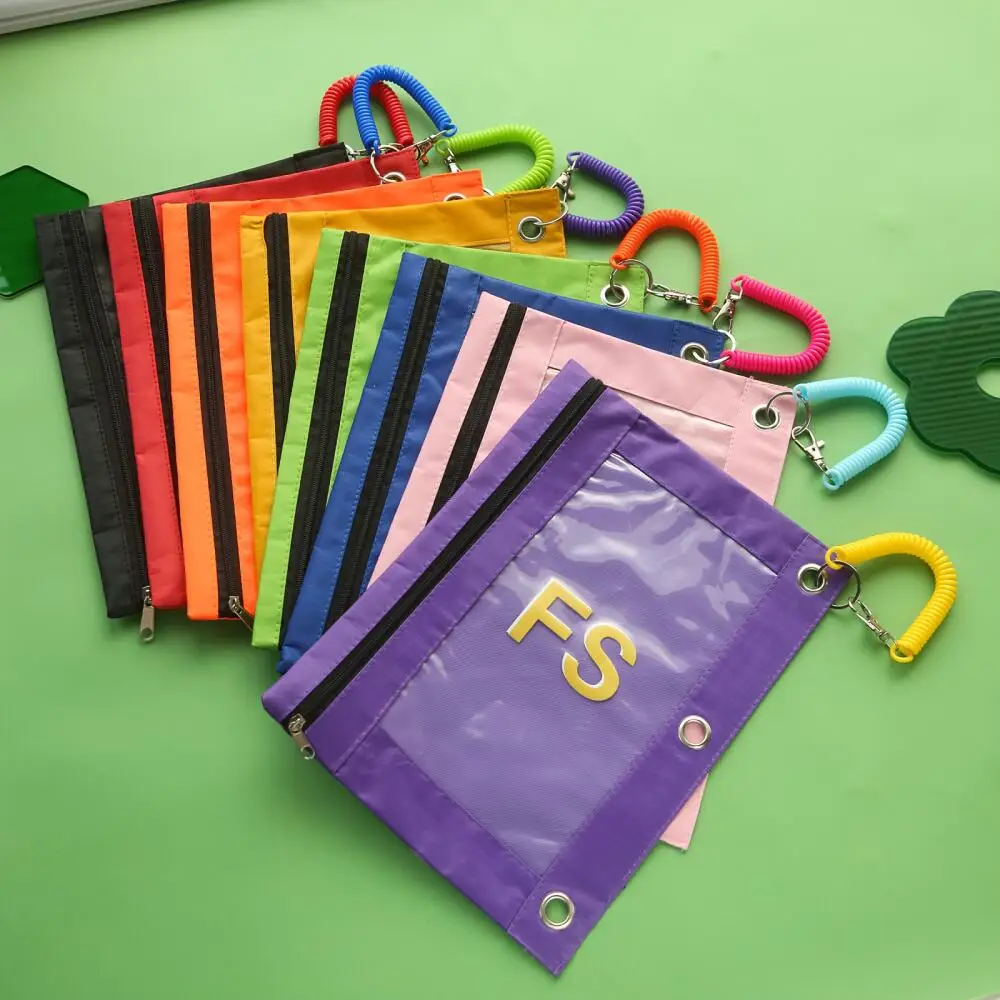 Custom Initial Pvc Window Zipper Pouch with Spring Coil Wrist Strap Personalized Clear View Makeup Cosmetic Bag Document Storage