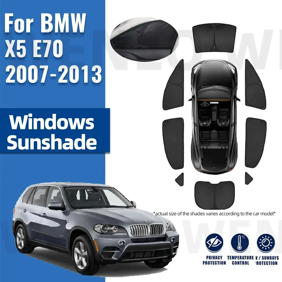 

For BMW X5 E70 2007-2010 2011 2012 2013 Full Cover Car Sunshade Visor Front Rear Windshield Curtain Side Window Sun Shade