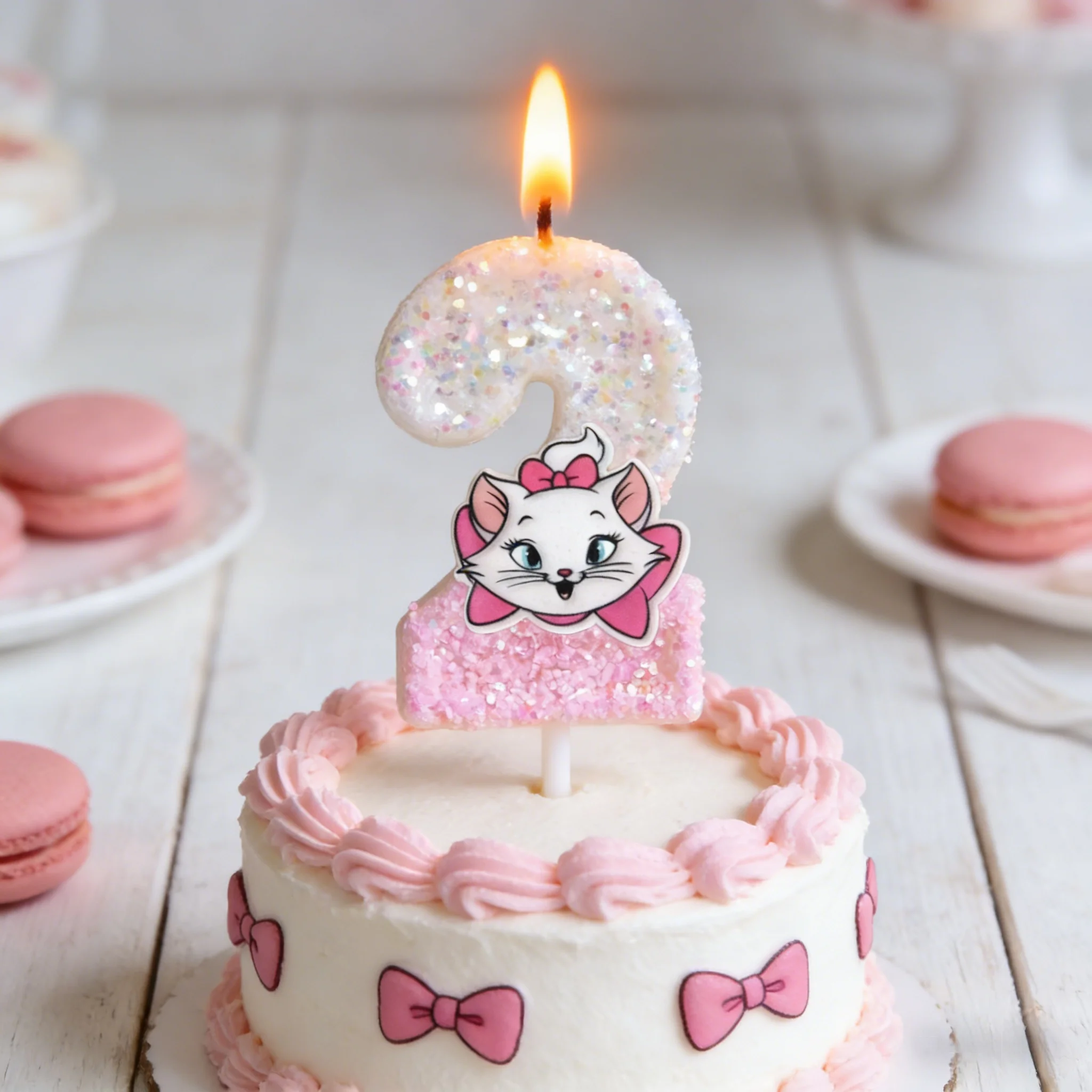 Розовая свеча Marie Cat, номер 0-9, украшение для торта на день рождения, детский топпер для торта на день рождения, игрушки для детского душа, подарки