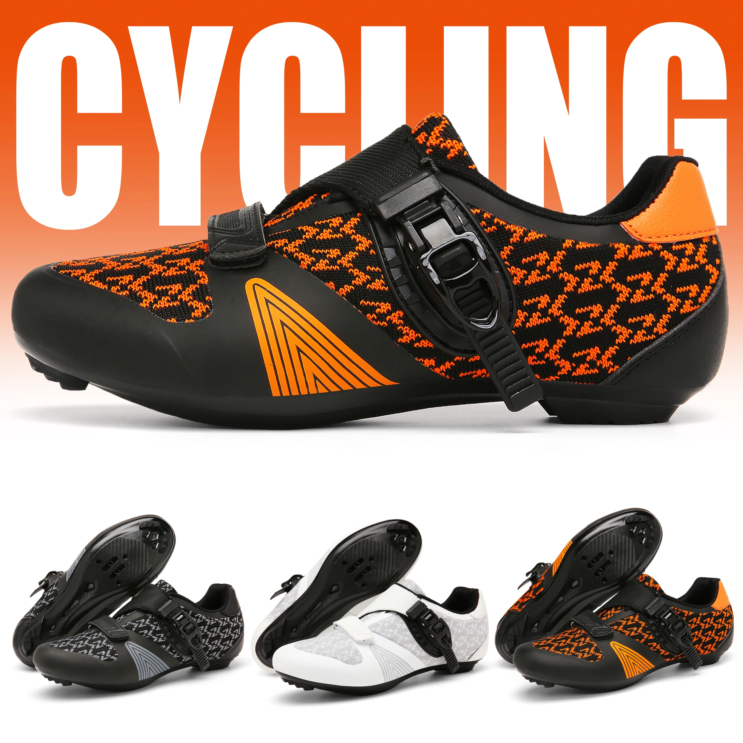 Splicing mesh road cycling shoes for men and women, universal outdoor cycling shoes with speed and lock, racing sports shoes