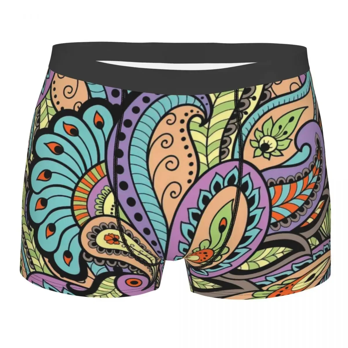 Paisley Drawing Underpants Breathbale Panties Male Underwear Print Shorts Boxer Briefs