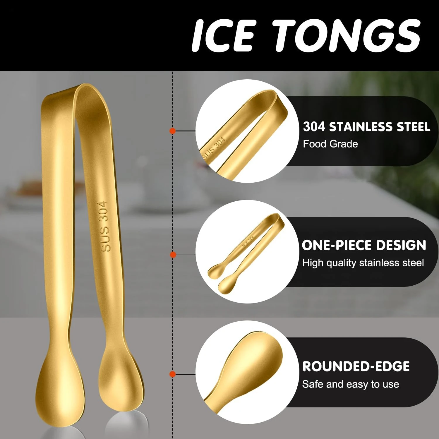 Small Gold Tongs For Serving,Food Grade Stainless Steel 4" Mini Tongs Appetizers for Parties Catering, Sugar, Ice, Desserts,Tea view 5