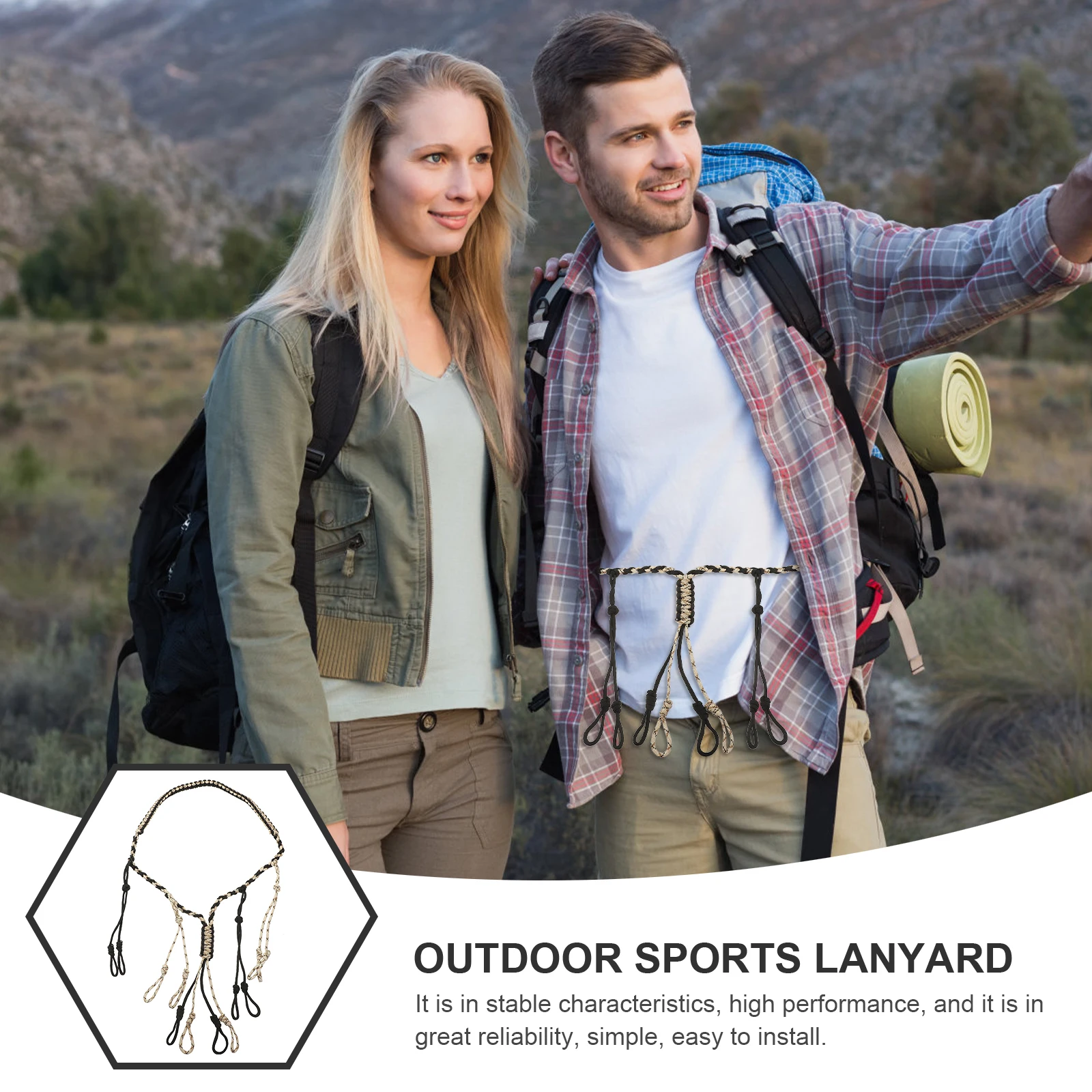 

Hunting Necklace Hand Lanyard Whistle Rope Adjustable Hanging Trekking Poles Heavy Polyester Hiking Travel
