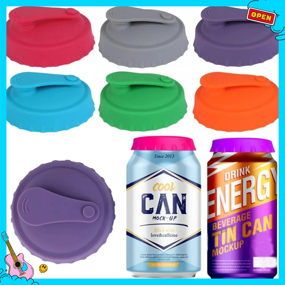 سيليكون الصودا يمكن غطاء قابلة لإعادة الاستخدام يمكن سدادة لصودا البيرة المشروبات عصير فحم الكوك المشروبات يناسب العلب القياسية حامي علبة فحم الكوك