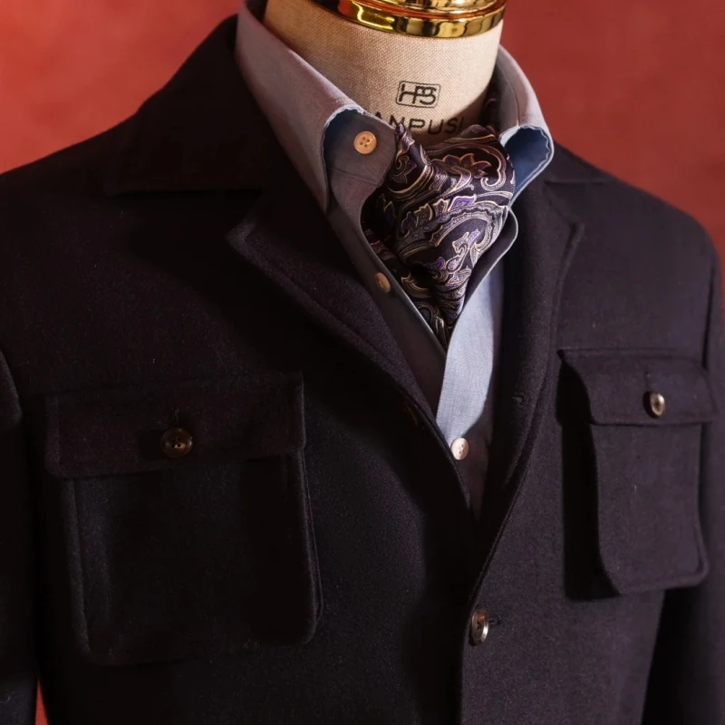 

Hunting Jacket British Men's Coat With Straps Business Warm Commuting Retro Multi-pocket Herringbone Lapel Suit jacket