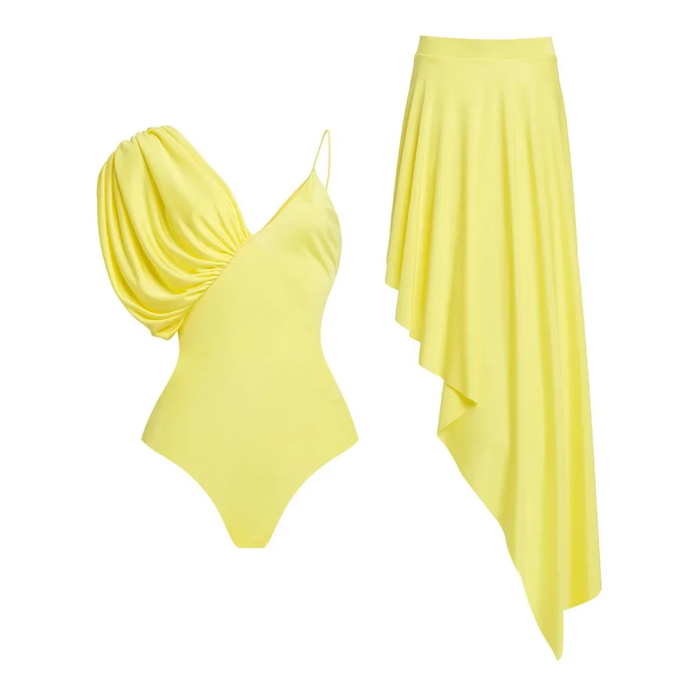 

2023 New 2PC Push Up Women Bikini Set Skirt Floral Printed Bikinis Strappy Bandage Swimwear Brazilian Biquini Bathing Suit