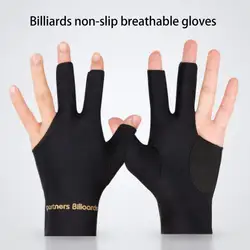 Open Finger Billiard Pool Gloves Adjustable Sticker Polyester Snooker Billiards Gloves Smooth Soft Portable Training Accessories