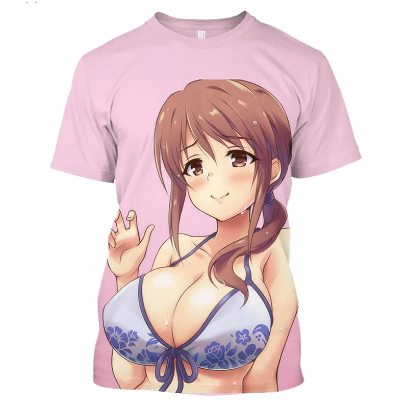 Sexy Anime Girls Graphic T Shirt 3D Printed Harajuku Kawaii Hentai Bikini T Shirts Men Streetwear Punk Tops Women Casual Tee y2k