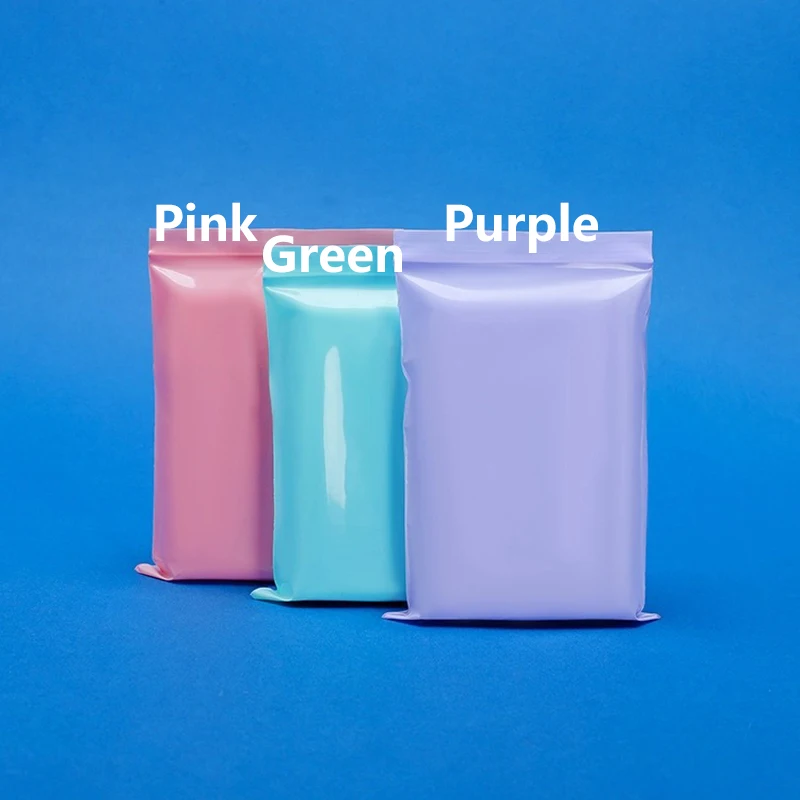 TETP Pink/Purple/Green Ziplock Bags Dustproof Sealed Gift Handmade Jewelry Packaging Decoration Transparent Pouches Thicken PE