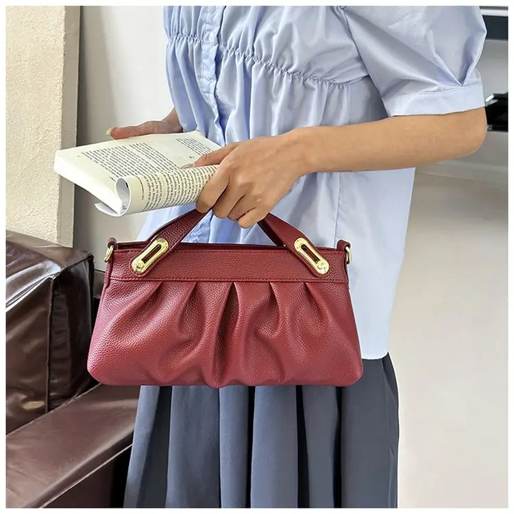 

Женская сумка через плечо в винтажном стиле, новинка 2026 года, однотонная, модная, универсальная, для повседневного использования, высокого качества, быстрая доставка