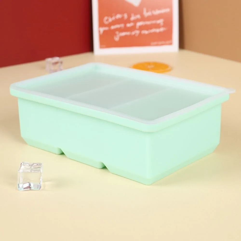 

Creative 3 Cubes Ice Cube Tray Silicone with Lid Ice Cube Mold Flexible Giant Ice Cube Maker Kitchen Tool