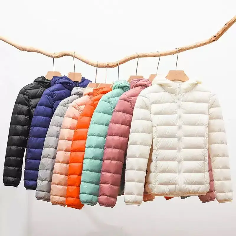 

Ultra Light Duck Down With Hat Women Matt Fabric Lightweight Coat Warm Female Windbreaker Parka Women's Down Jackets Plus Coats