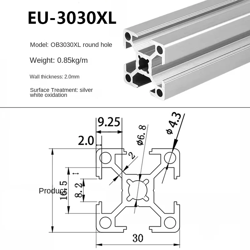 1 szt. Srebrna EU-3030XL wyciskanie profili aluminiowych długość 100mm-1000mm anodowana szyna liniowa do drukarki CNC 3D lub ramy urządzenia